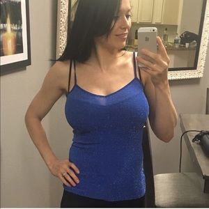 Express sexy dress top blue shimmer silver